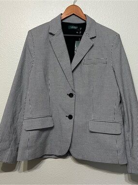 Lauren Ralph Lauren Houndstooth Two Button Blazer Size 16 NWT